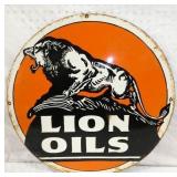 24IN PORC. LION OILS SIGN