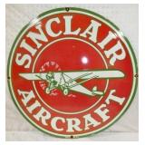 30IN PORC. SINCLAIR AIRCRAFT SIGN 