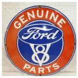 24IN. PORC. GENUINE FORD V8 PARTS SIGN 