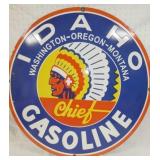 30IN. PORC. IDAHO GASOLINE SIGN 