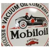 VIEW 3 CLOSE UP 30IN. MOBILOIL PORC SIGN REPLICA SIGN