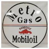 30IN. PORC. METRO GAS MOBILOIL SIGN 