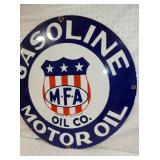 30IN. PORC. MFA GASOLINE MOTOR OIL SIGN 