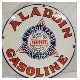 30IN. PORC. ALADDIN GASOLINE SIGN 