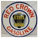 30IN. PORC. RED CROWN GASOLINE SIGN 