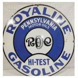 30IN. PORC. ROYALINE GASOLINE SIGN 