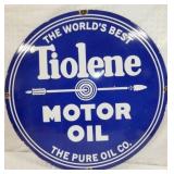 30IN. PORC. TIOLENE MOTOR OIL SIGN 