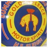 VIEW 3 CLOSE UP 30IN. PORC GOLDEN FLEECE REPLICA SIGN 