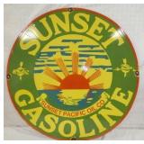 30IN. PORC. SUNSET PACIFIC OIL SIGN 
