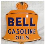 18X18 PORC. DIE CUT BELL GASOLINE SIGN 