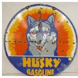 30IN DS PORC. HUSKY GASOLINE SIGN