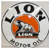 26IN. PORC. LION MOTOR OIL SIGN