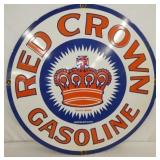 30IN. PORC. RED CROWN GASOLINE SIGN