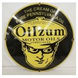 30IN. PORC. OILZUM MOTOR OILS SIGN