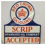 45X40 DS PORC. RED CROWN GASOLINE SIGN 