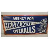 24X12 PORC. HEADLIGHT OVERALLS SIGN 