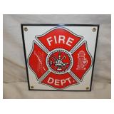 8IN. PORC. FIRE DEPT. REPLICA SIGN