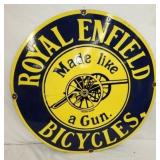 30IN. PORC. ROYAL ENFIELD BICYCLES SIGN
