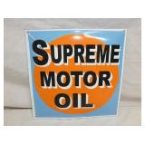 12IN. PORC. SUPREME MOTOR OIL REPLICA SIGN 