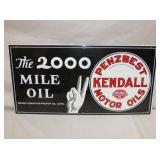 28X14 PORC. KENDALL MOTOR OIL REPLICA SIGN 