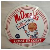12IN PORC. MCDONALDS COAST TO COAST SIGN