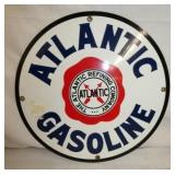 12IN PORC. ATLANTIC GASOLINE SIGN
