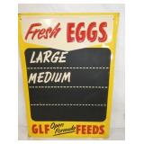 EMB. FRESH EGGS FEEDS SIGN