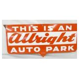 1956 PORC. ALBRIGHT AUTO PARK SIGN