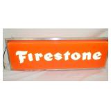 LIGHTED FIRESTONE EMB. NOS SIGN