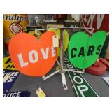 LOVE CARS SPINNER SIGN