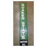EMB. VERTICAL QUAKER STATE OIL SIGN