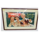 COKE CARDBOARD FRAMED 3 LADIES