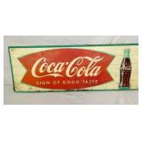 COCA COLA FISHTAIL SIGN W/ BOTTLE