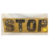 CAST STOP SIGN W/ CAT EYES