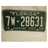 1958 FLORIDA LIC. TAG