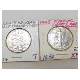 1942P, 1945 SILVER WALKING LIBERTY 1/2