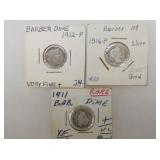 SILVER BARBER DIMES