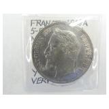 .900 SILVER 1868A FRANCE 5 FRANCS