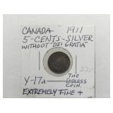 1911 CANADA 5CENTS SILVER