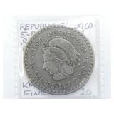 .900 SILVER 5 PESOS 1947