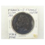 ,900 SILVER FRANCE 5 FRANCS 1869BB