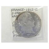 .900 SILVER 1812B 5 FRANCS