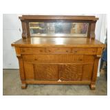 OAK SIDEBOARD W/ BEVELED MIRROR