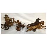 CAST FIRE WAGON W/ HORSES