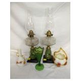 VICT. OIL LAMPS, END DAY GLASS