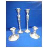 4IN, 11IN STERLING CANDLE HOLDERS 