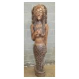 6FT. HANDCARVED WOODEN MERMAID