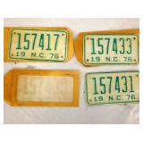 1976 NC MOTORCYCLE TAGS
