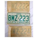 1974 CONS. 222-223-224 NC TAGS