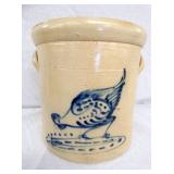 3G. CROCK W/ BLUE DECO CHICKEN